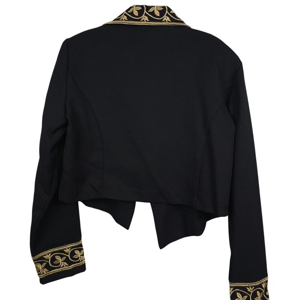 Helene Blake Blazer Jacket Women 14 Black Gold‎ Elegant Office Business Workwear - Picture 2 of 12